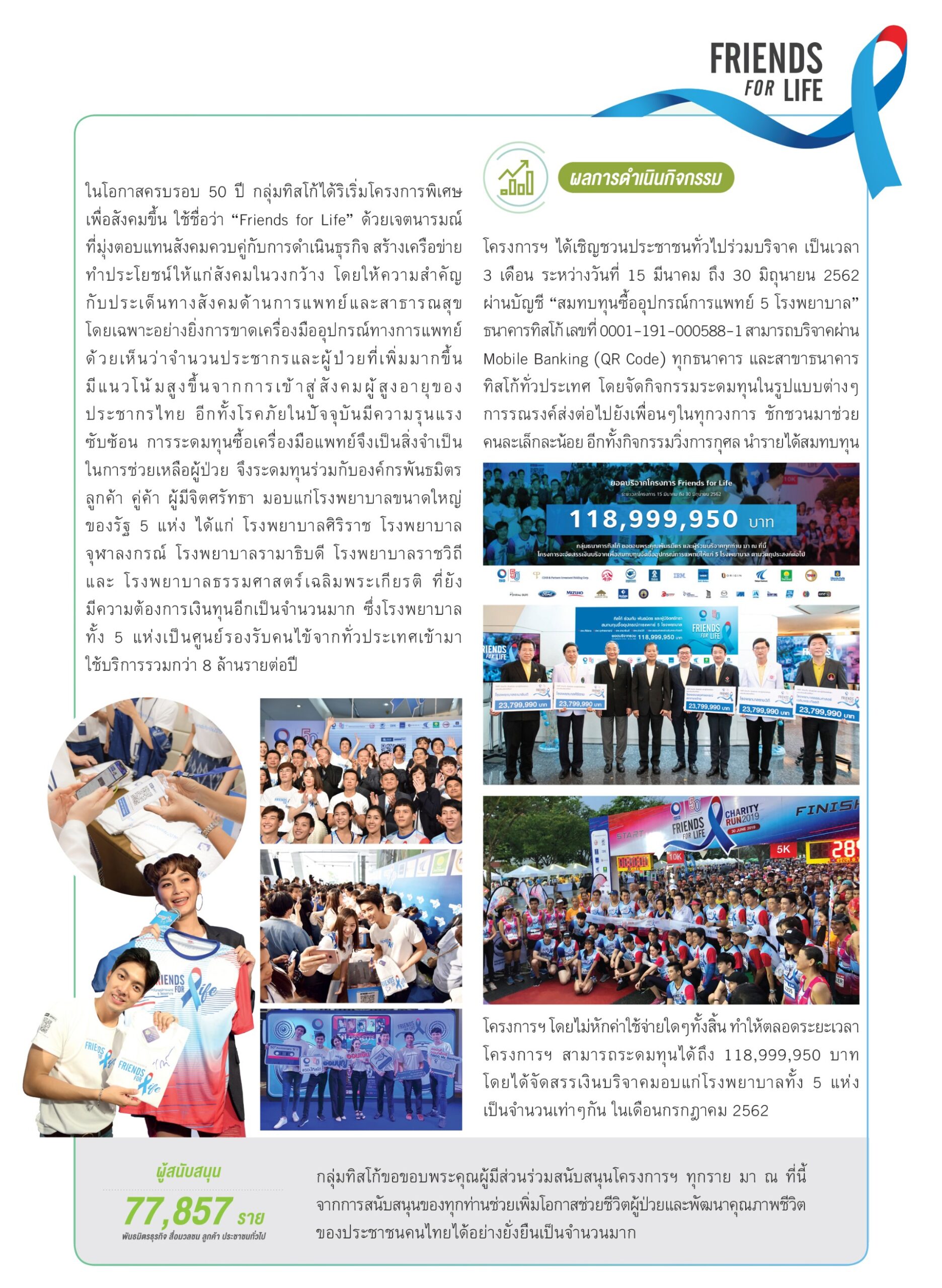 ผลการดำเนินงาน : โครงการ Friends for Life