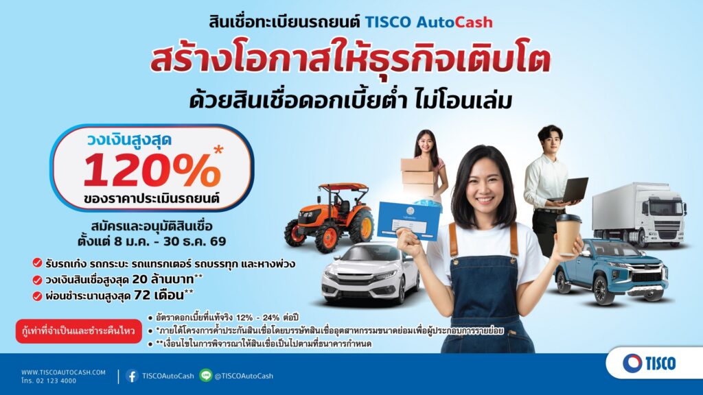 ธ.ทิสโก้ เดินหน้าหนุน SMEs ไทยเสริมสภาพคล่อง ด้วยสินเชื่อดอกเบี้ยต่ำ 1 AC บสย 1